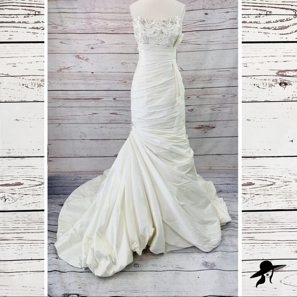 Cosmobella ivory strapless trumpet mermaid beaded